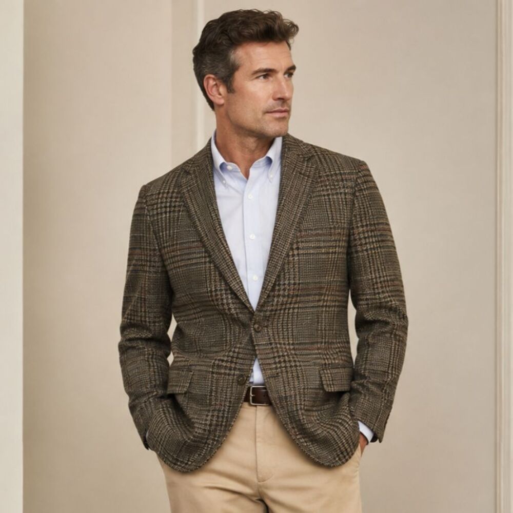 Vintage Brooks Brothers Wool Tweed Blazer Glen Plaid Estimated 38R Made USA